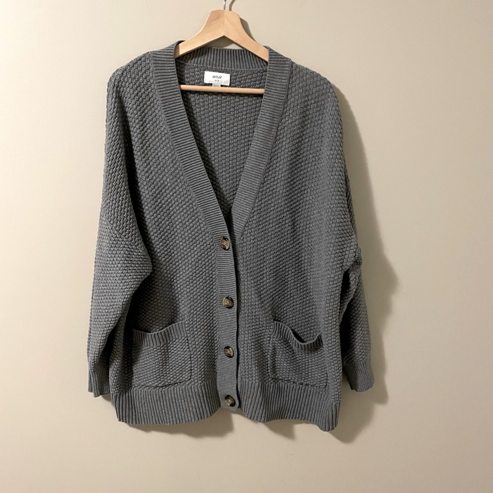 Aerie waffle knit textured cardigan - XL